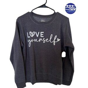 (Up)Cycled Gray Hanes "Love Yourself" Long Sleeve Sweatshirt